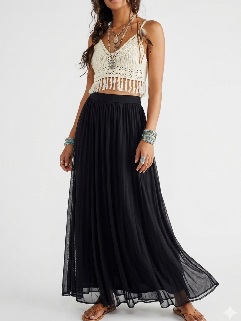 Tadashi Shoji Black Tule  Maxi Skirt